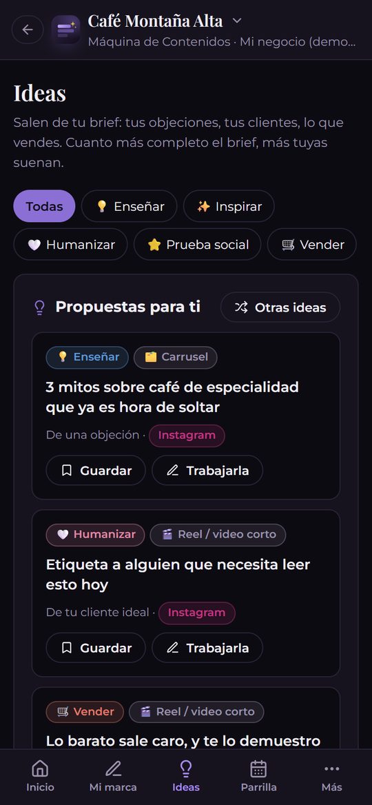 Ideas propuestas desde tu marca