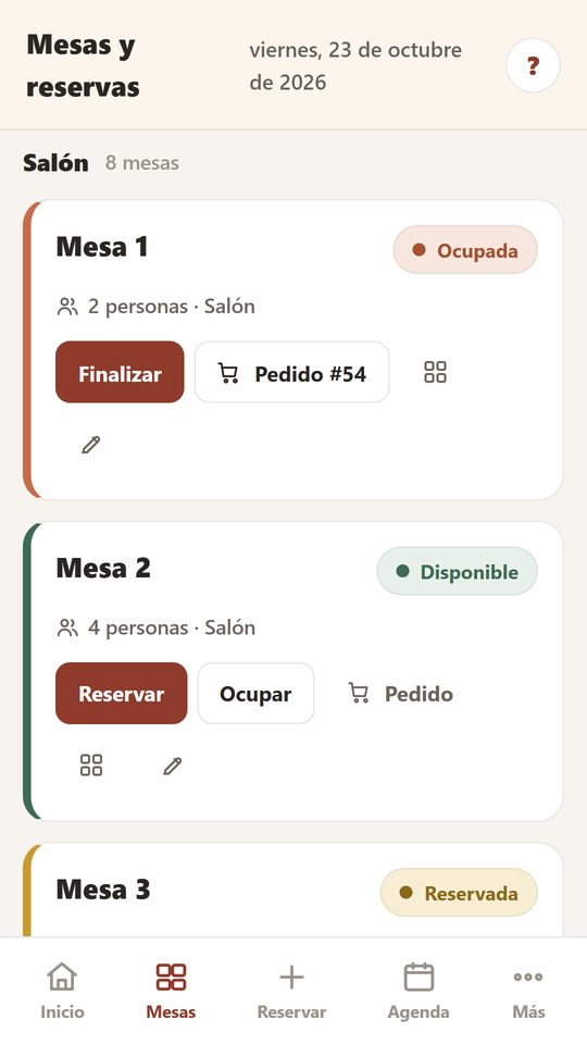 Todas tus mesas de un vistazo