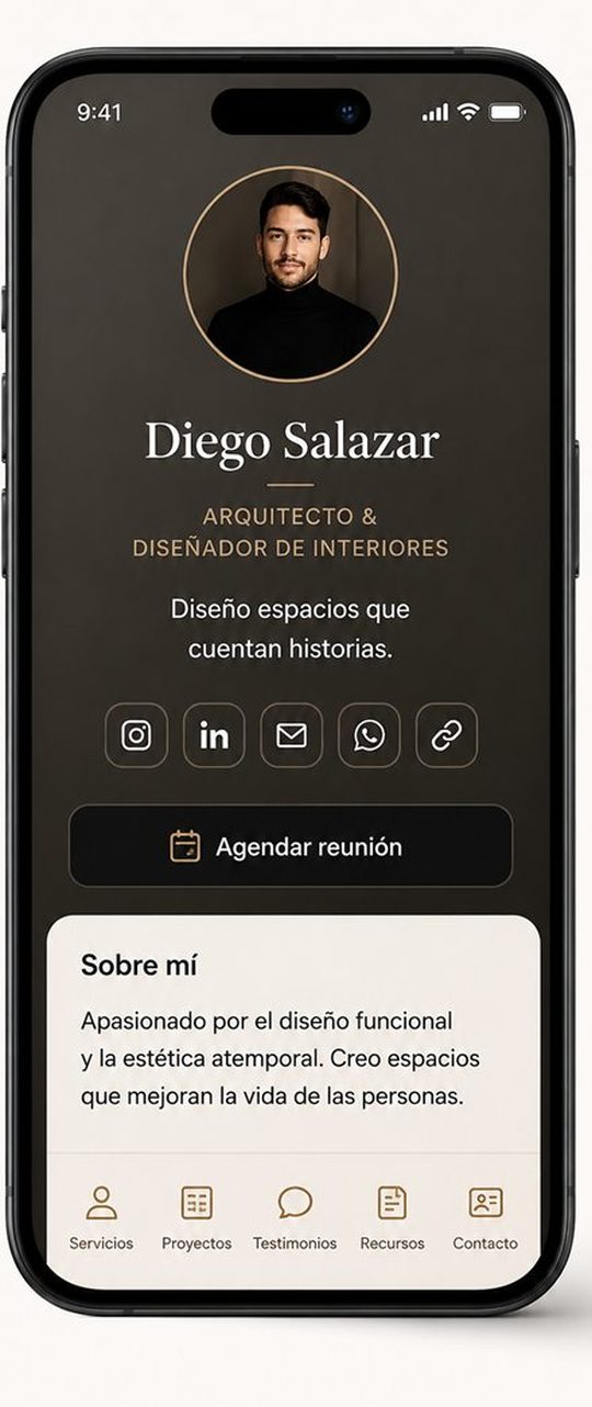 Tarjeta digital de ejemplo: Un estilo para cada profesión